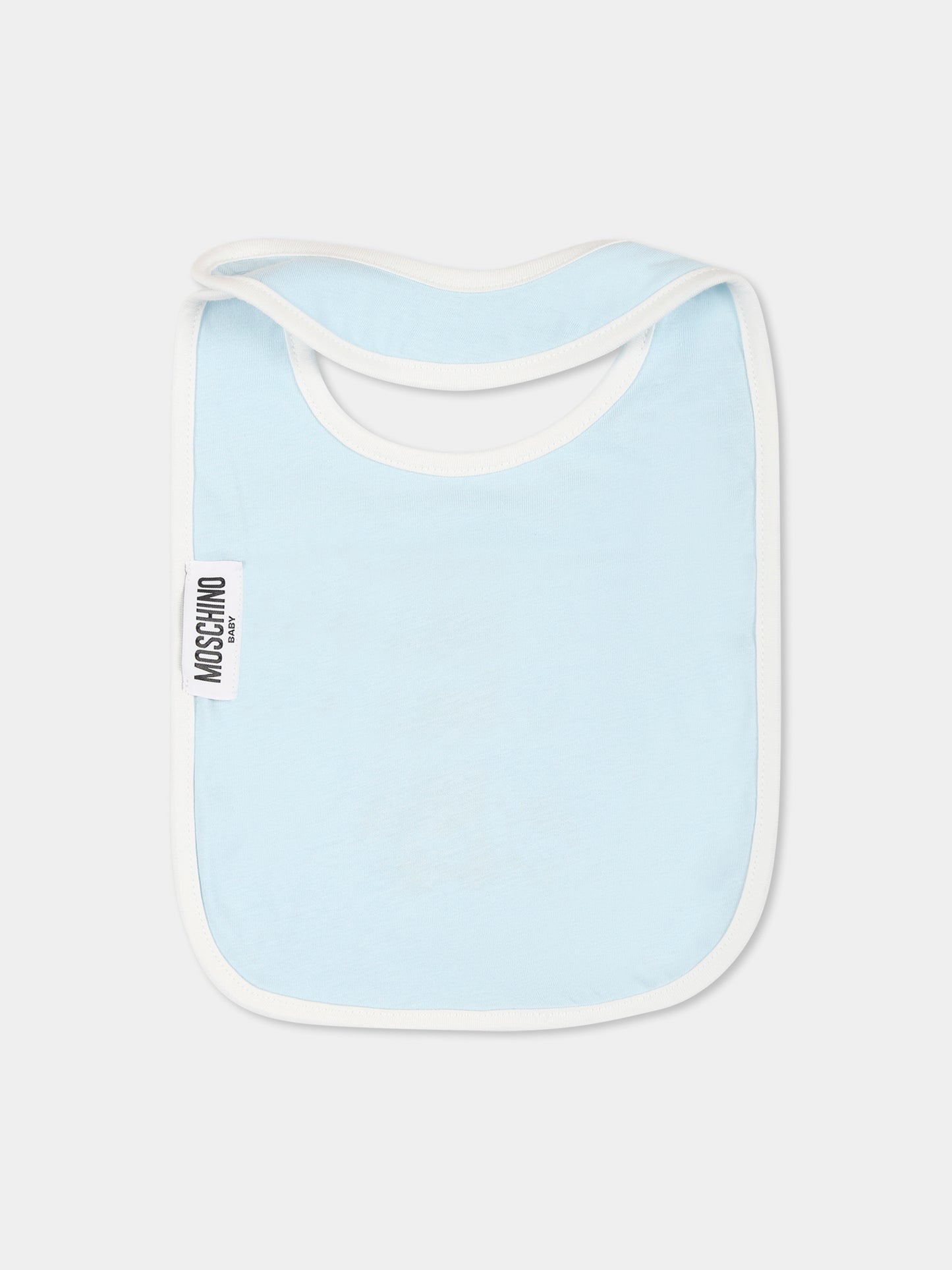 Set bavaglini celeste per neonato con Teddy Bear,Moschino Kids,MUY087 LAA03 40304