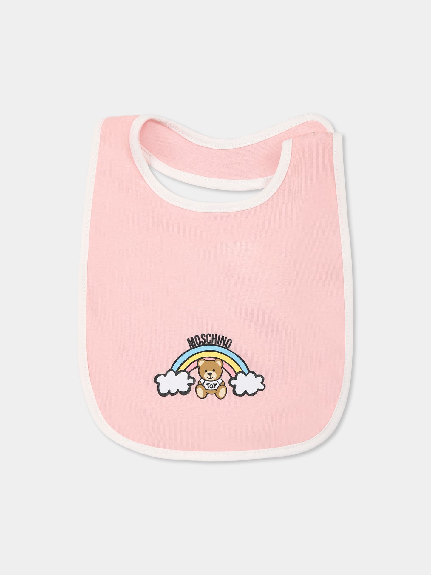 Set bavaglini rosa per neonata con Teddy Bear,Moschino Kids,MUY087 LAA03 50209