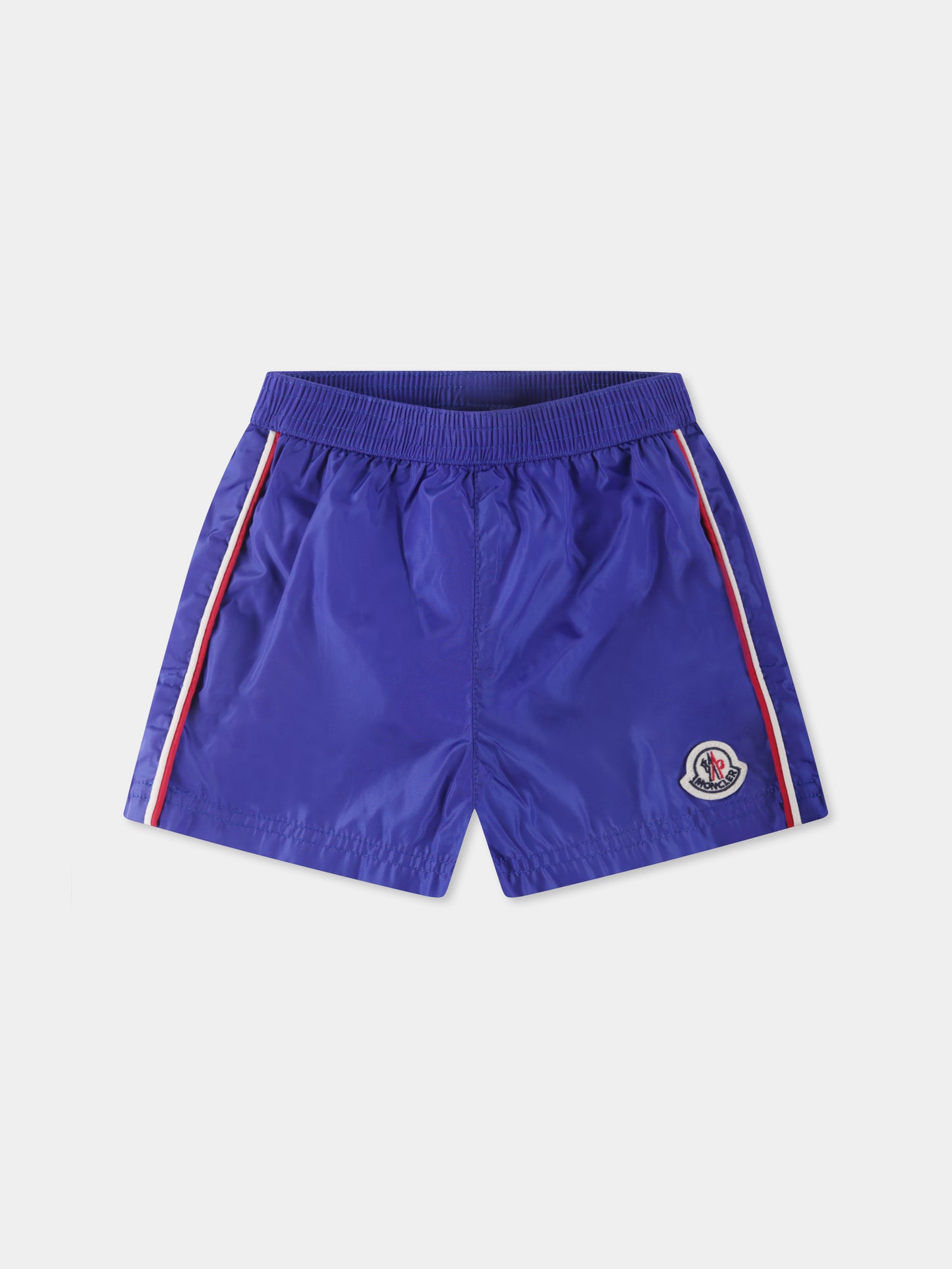 Boxer mare blu per neonato con logo,Moncler Kids,K1951 2C00004 53326 739