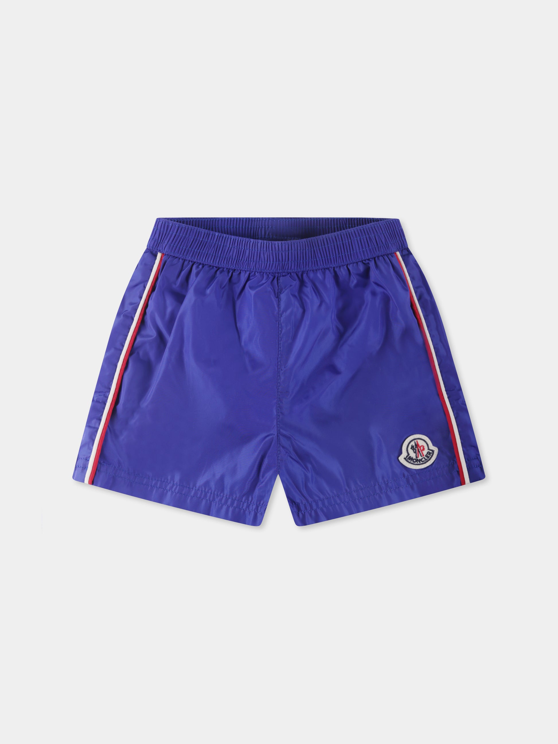 Boxer mare blu per neonato con logo,Moncler Kids,K1951 2C00004 53326 739