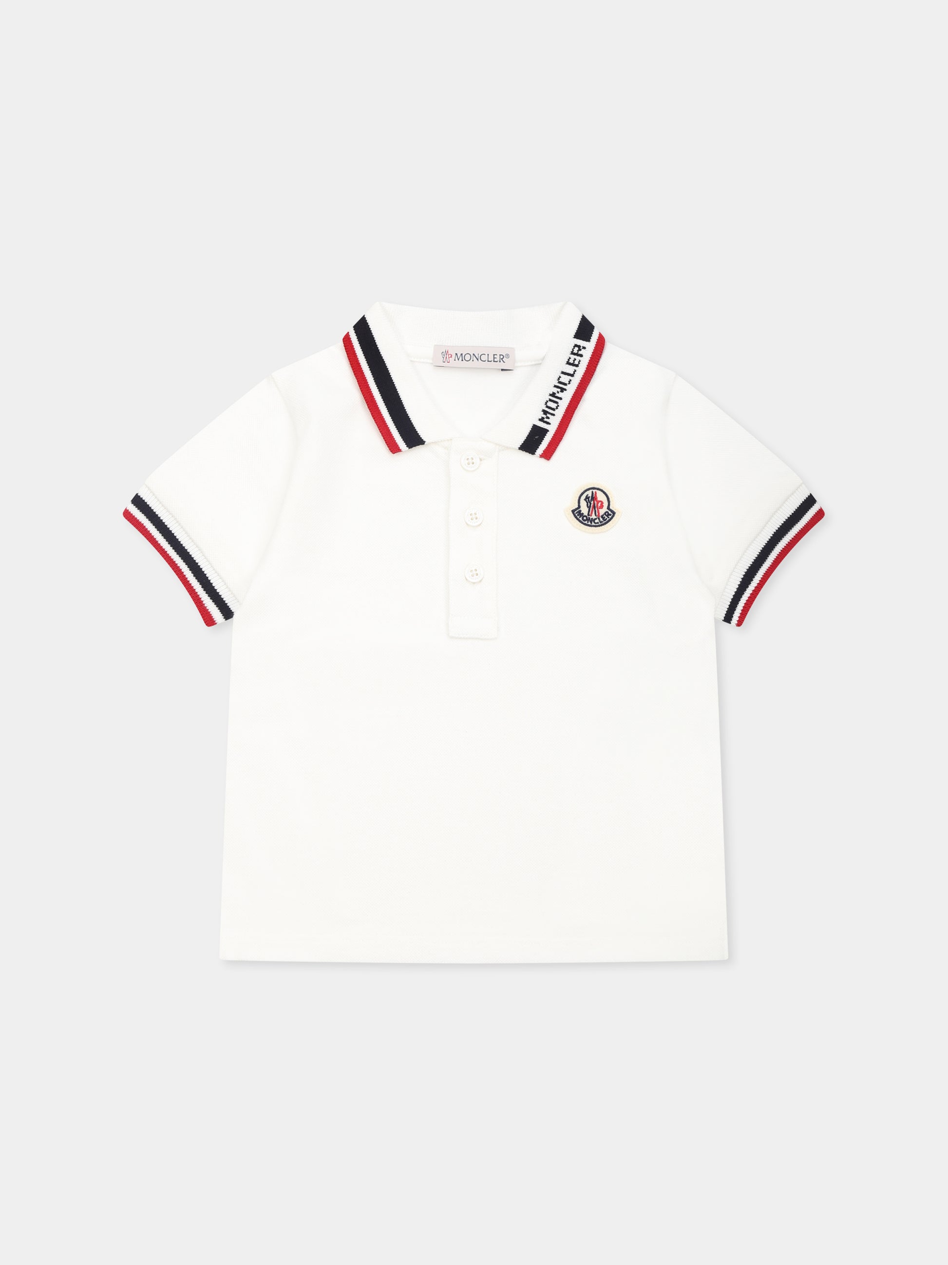 Polo bianca per neonato con logo,Moncler Kids,K1951 8A00003 89AL2 034