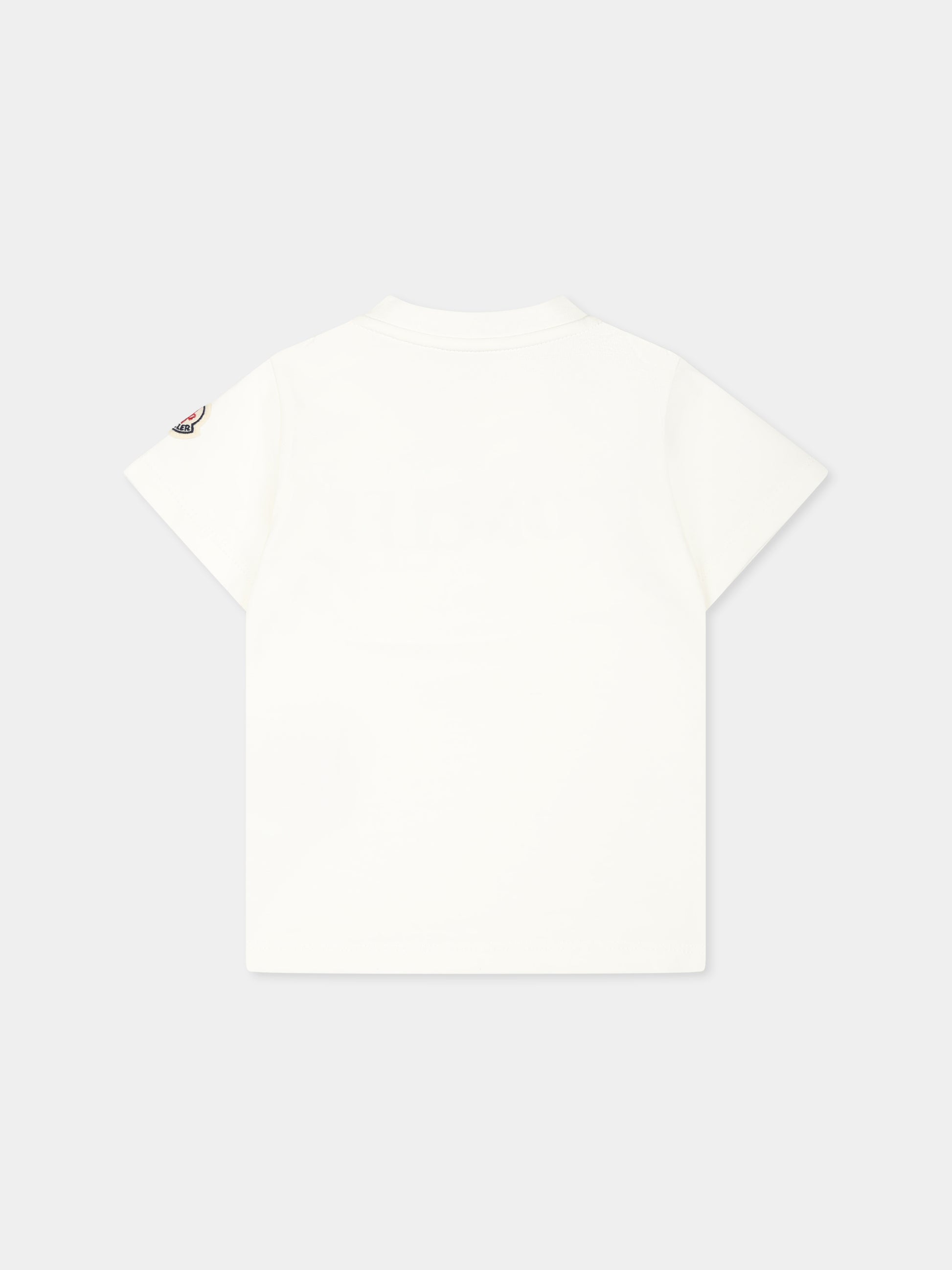 T-shirt bianca per neonati con logo,Moncler Kids,K1951 8C00013 89AUM F01