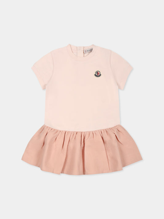 Vestito rosa per neonata con logo,Moncler Kids,K1951 8I00005 89AUM 529