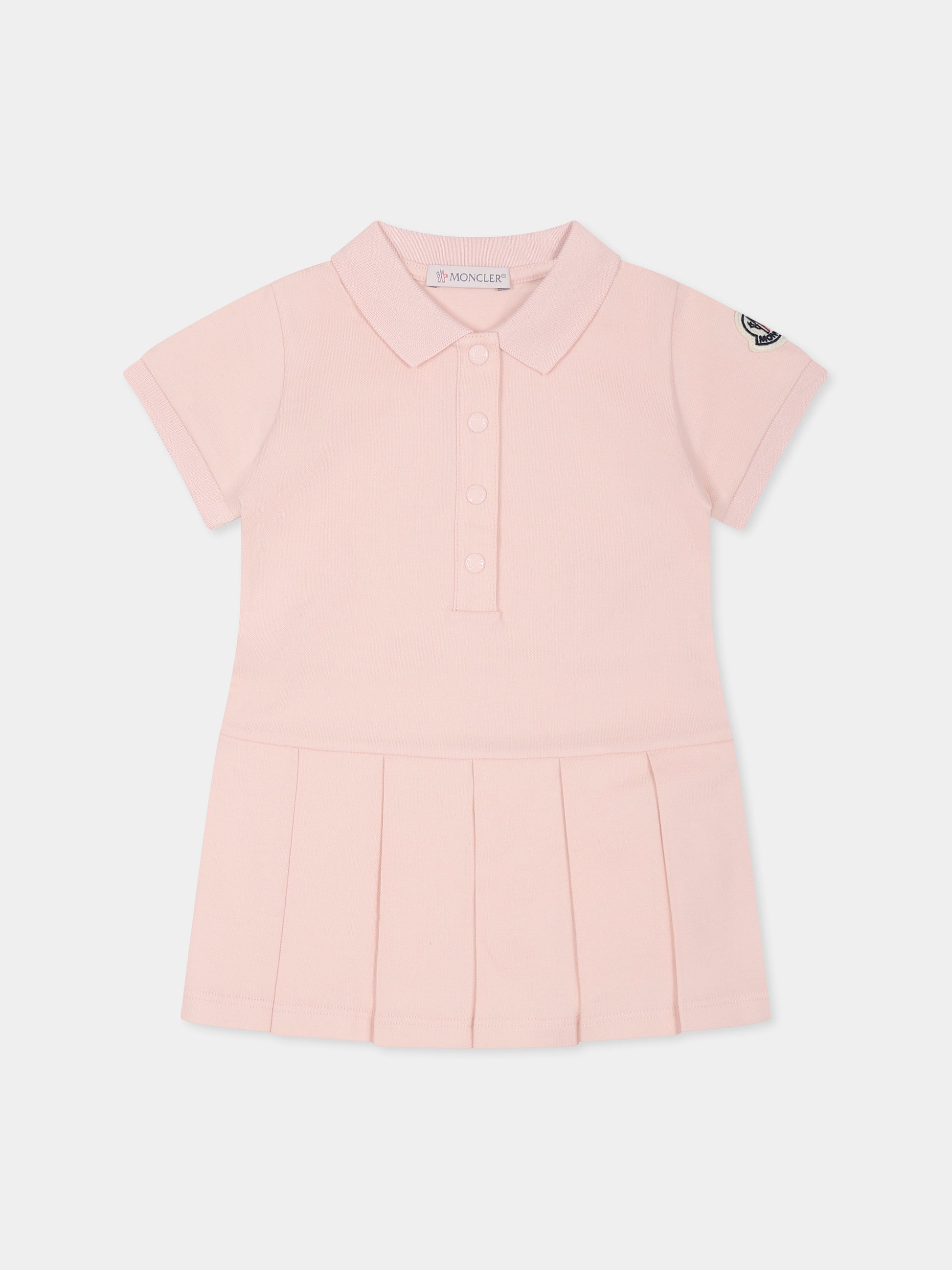 Vestito rosa per neonata con logo,Moncler Kids,K1951 8I00006 89AL2 50B