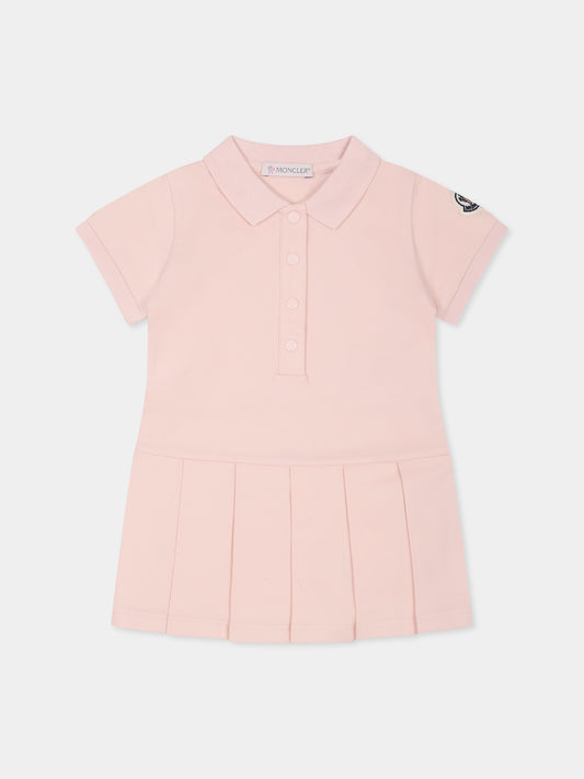 Vestito rosa per neonata con logo,Moncler Kids,K1951 8I00006 89AL2 50B