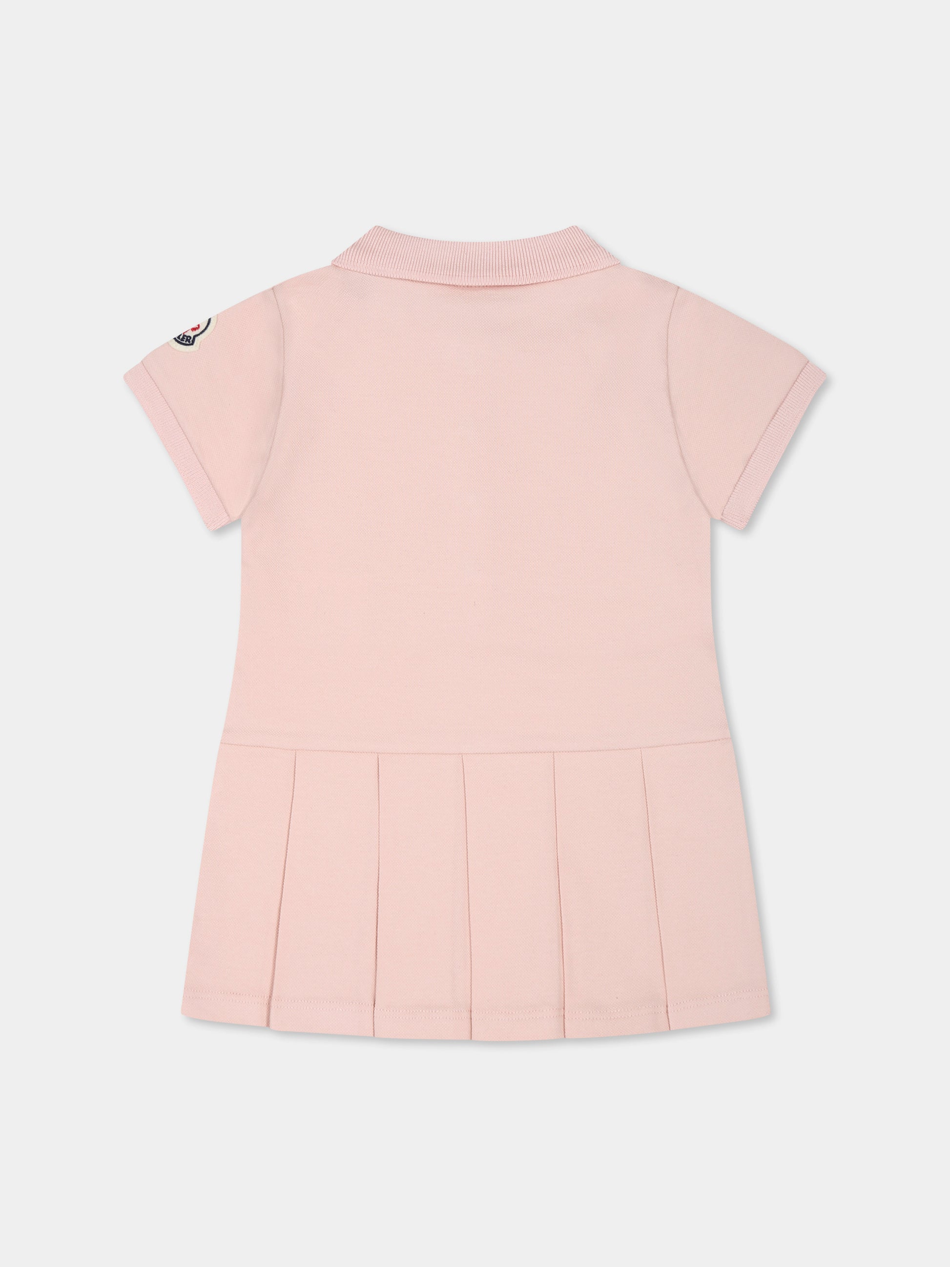 Vestito rosa per neonata con logo,Moncler Kids,K1951 8I00006 89AL2 50B