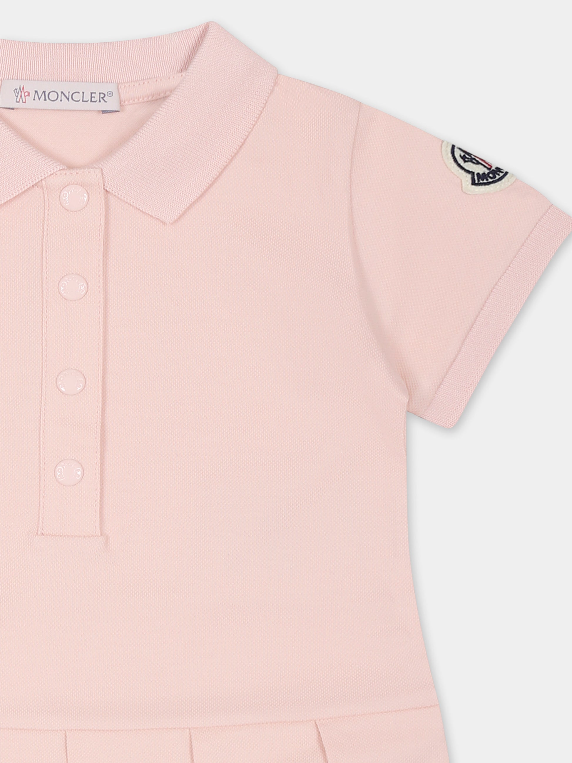 Vestito rosa per neonata con logo,Moncler Kids,K1951 8I00006 89AL2 50B