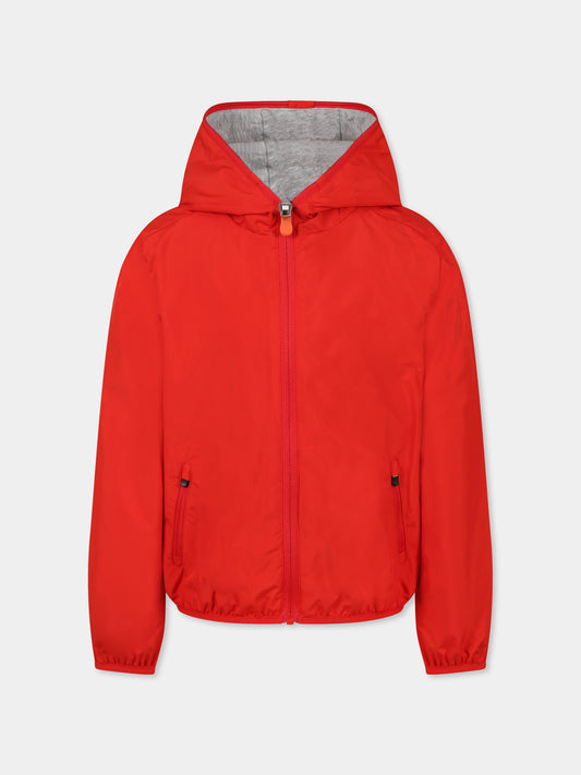 Giacca a vento rossa Jules per bambini con logo,Save The Duck Kids,J30036X WIND20 70020