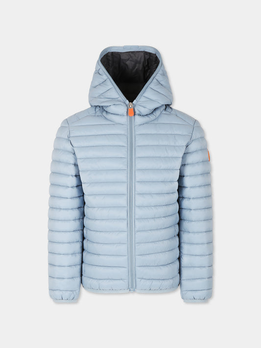 Piumino Huey grigio per bambino con logo,Save The Duck Kids,J30650B GIGA20 10039