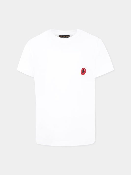 T-shirt bianca per bambino con logo,Save The Duck Kids,JT1732X BESY20 00000