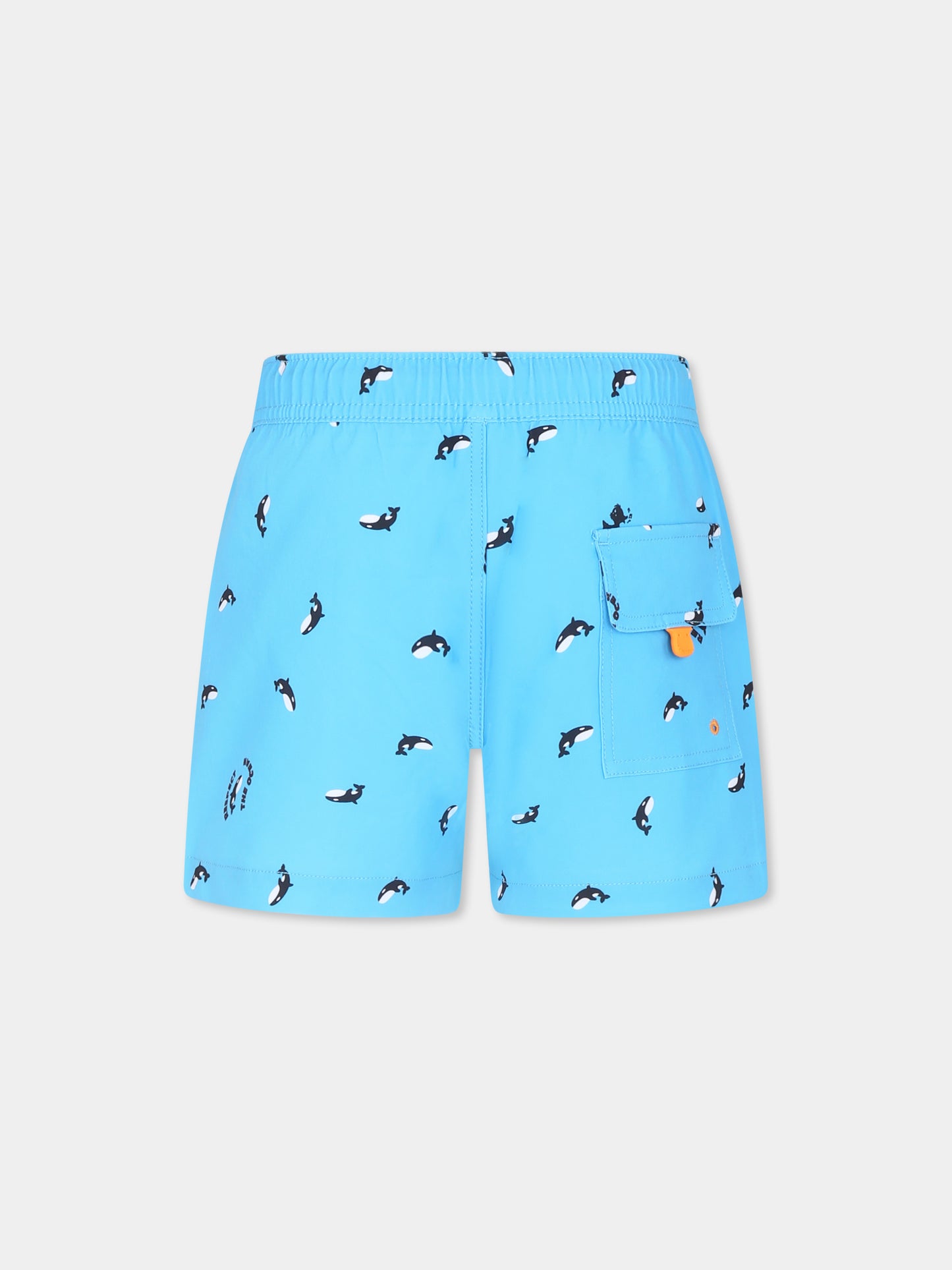 Boxer mare celeste per bambino con orca all over,Save The Duck Kids,JW1231B SIPO20 21407