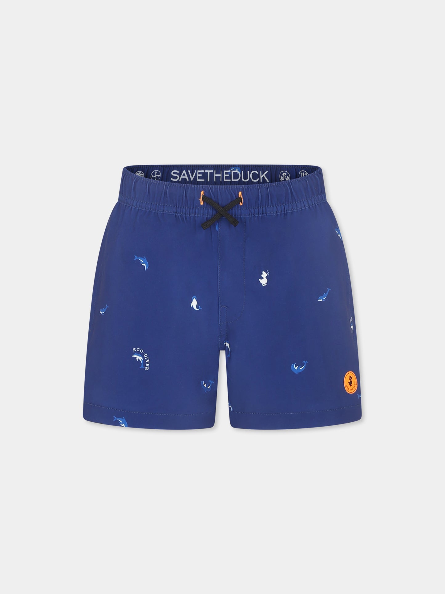 Boxer mare blu per bambino con delfino all over,Save The Duck Kids,JW1231B SIPO20 21414