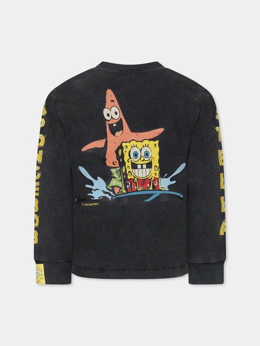 T-shirt grigia per bambino con SpongeBob,Stella Mccartney Kids,TW8S50 Z0434 930