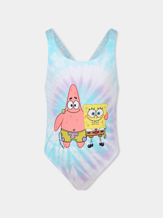 Multicolor swimsuit for girl with SpongeBob