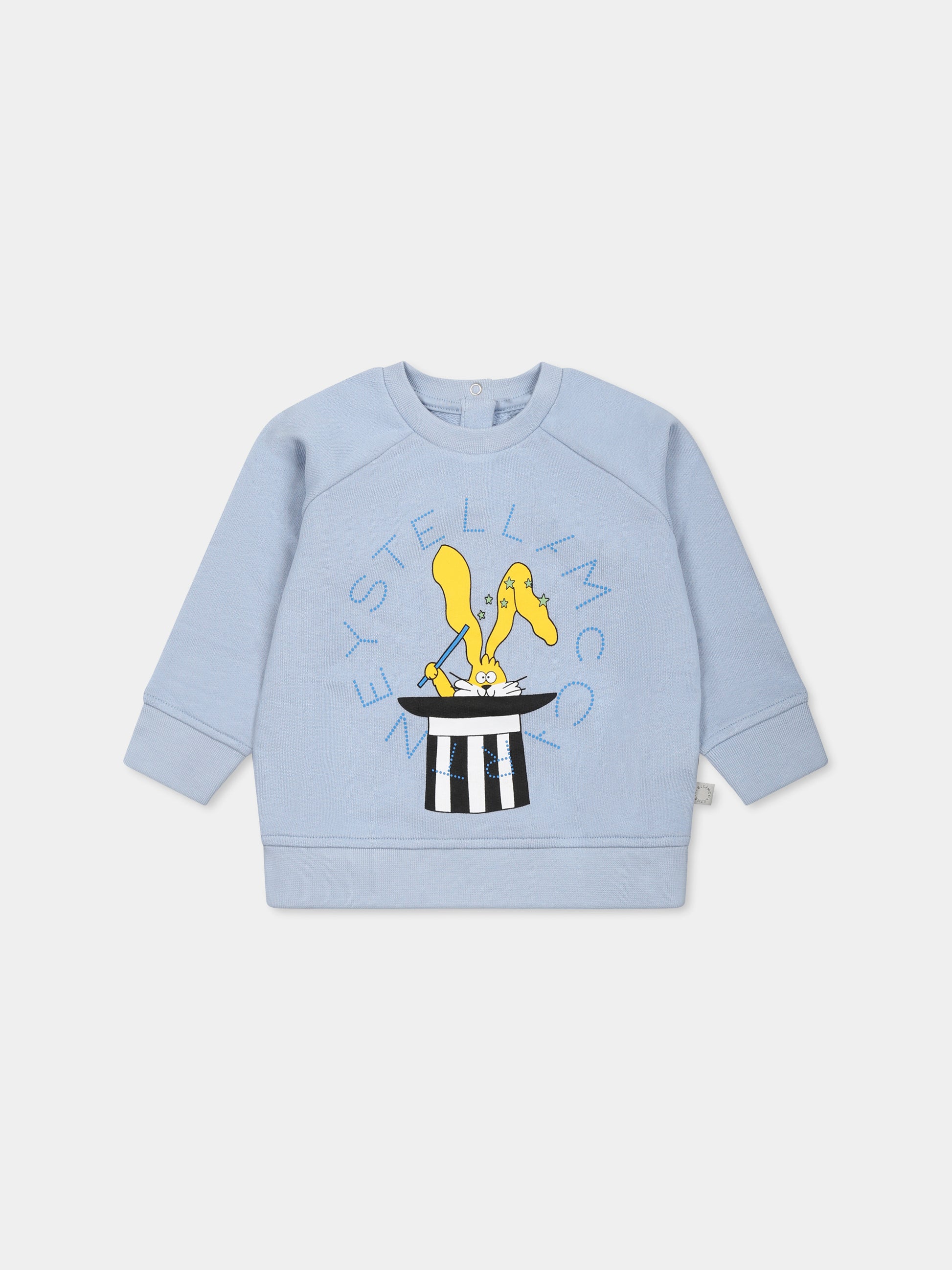 Felpa celeste per neonato con coniglio e logo,Stella Mccartney Kids,TW4530 Z0499 652