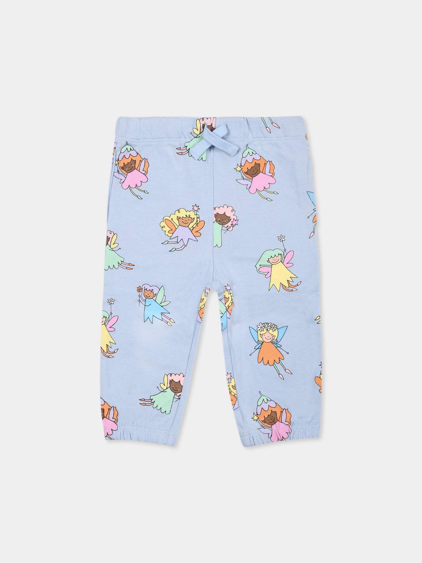 Light blue trousers for baby girl with fairies