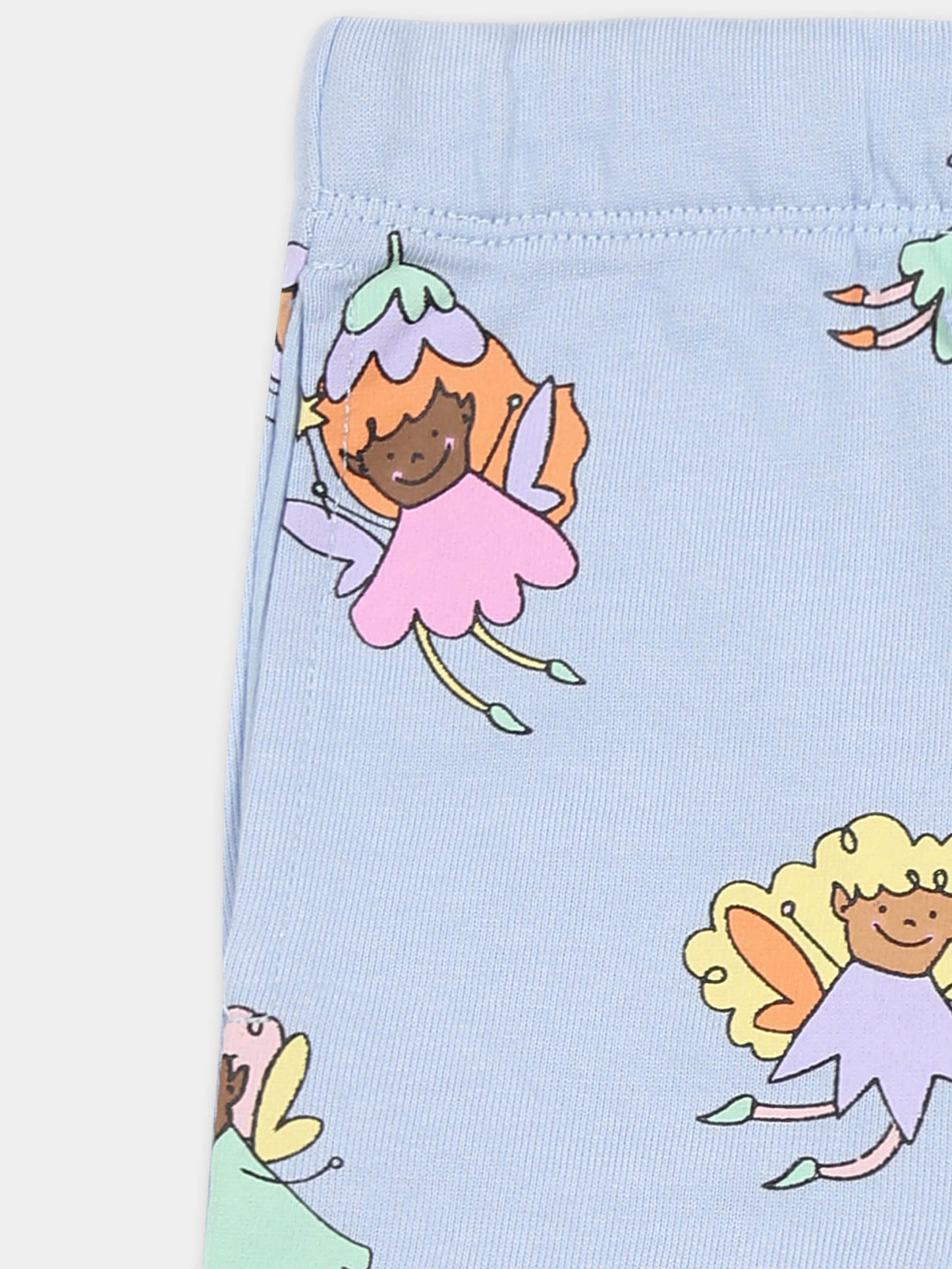 Light blue trousers for baby girl with fairies