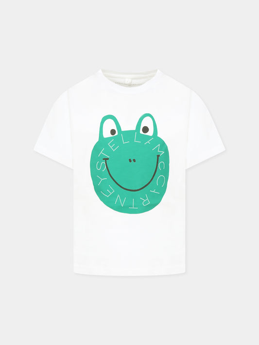 White t-shirt for boy with frog