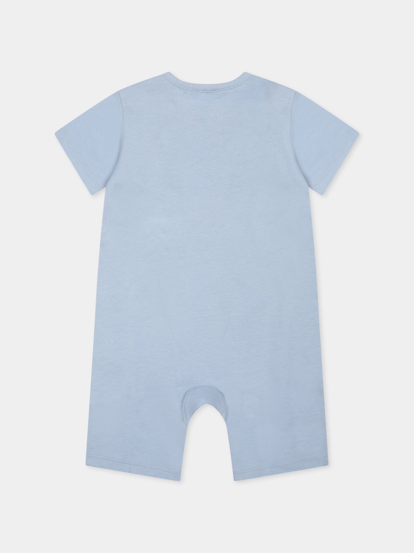 Light blue romper for baby boy with print