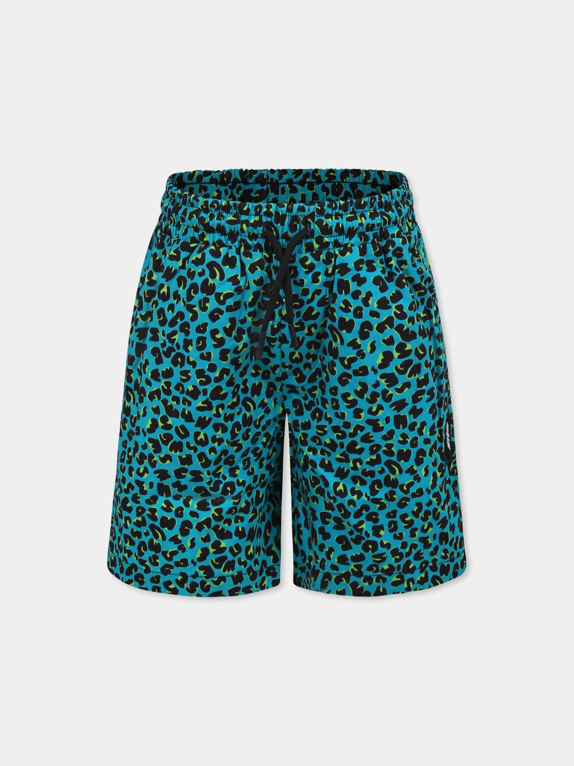 Shorts verdi per bambino con stampa maculata,Msgm Kids,S5MSJBBE156 MS012