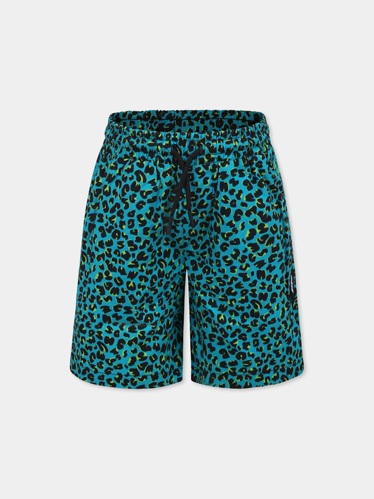 Shorts verdi per bambino con stampa maculata,Msgm Kids,S5MSJBBE156 MS012