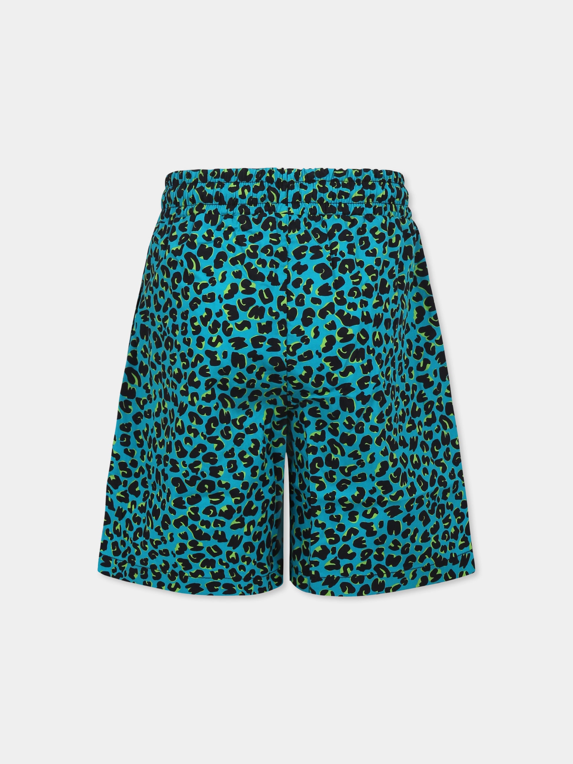 Shorts verdi per bambino con stampa maculata,Msgm Kids,S5MSJBBE156 MS012