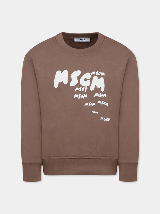 Brown sweatshirt for boy with logo