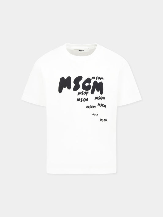 White t-shirt for boy with logo