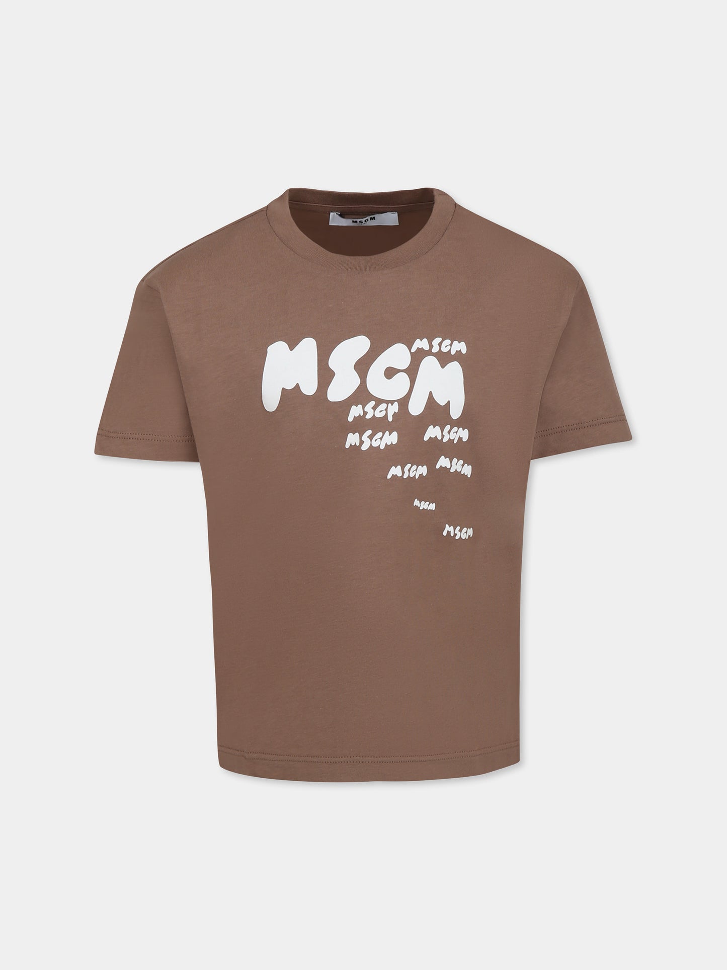 Brown t-shirt for boy with logo