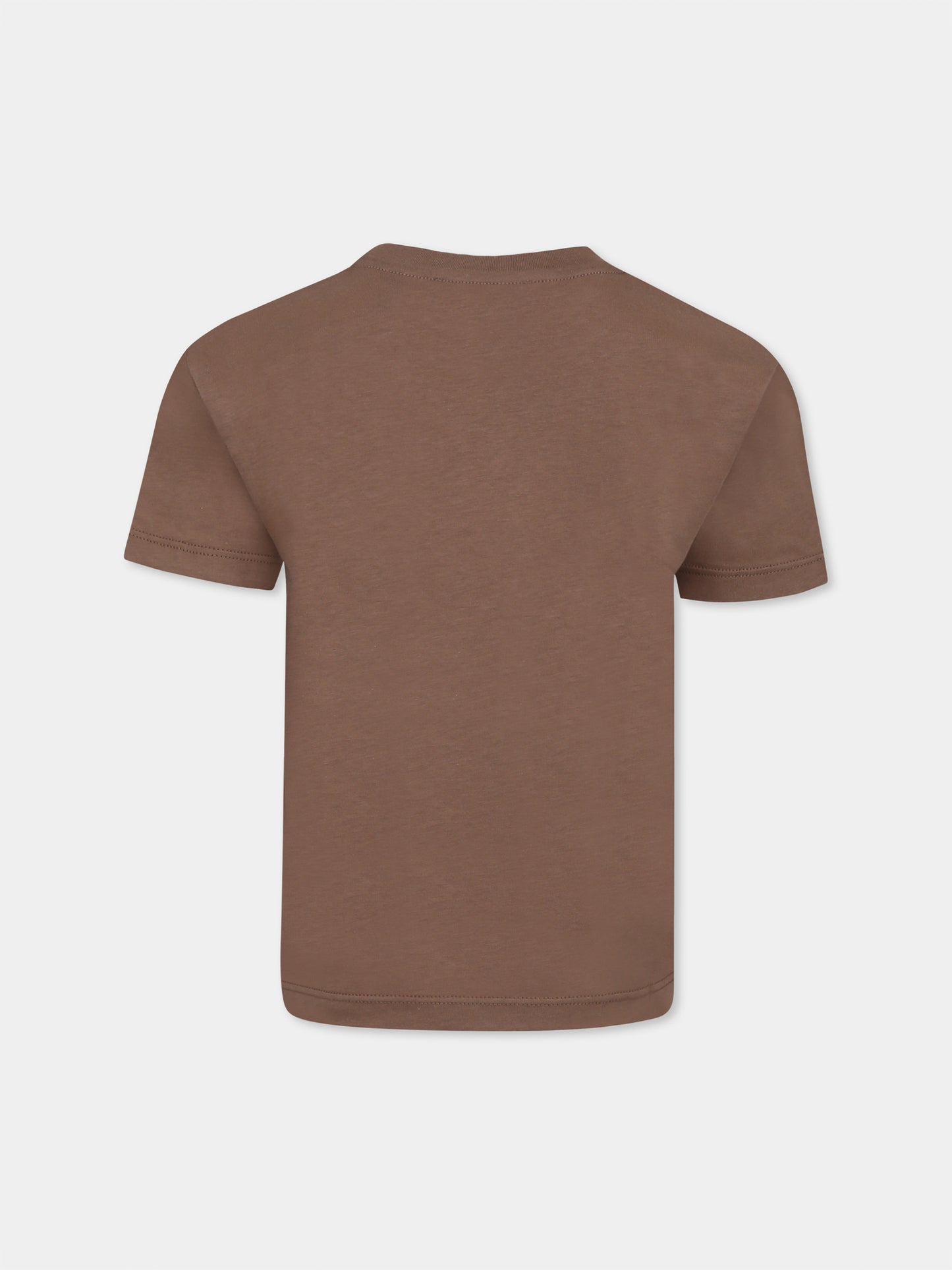 Brown t-shirt for boy with logo