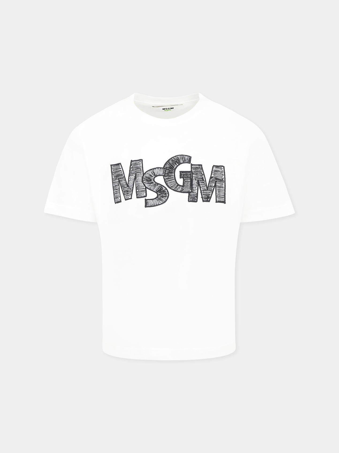 T-shirt bianca per bambino con logo,Msgm Kids,S5MSJBTH274 001