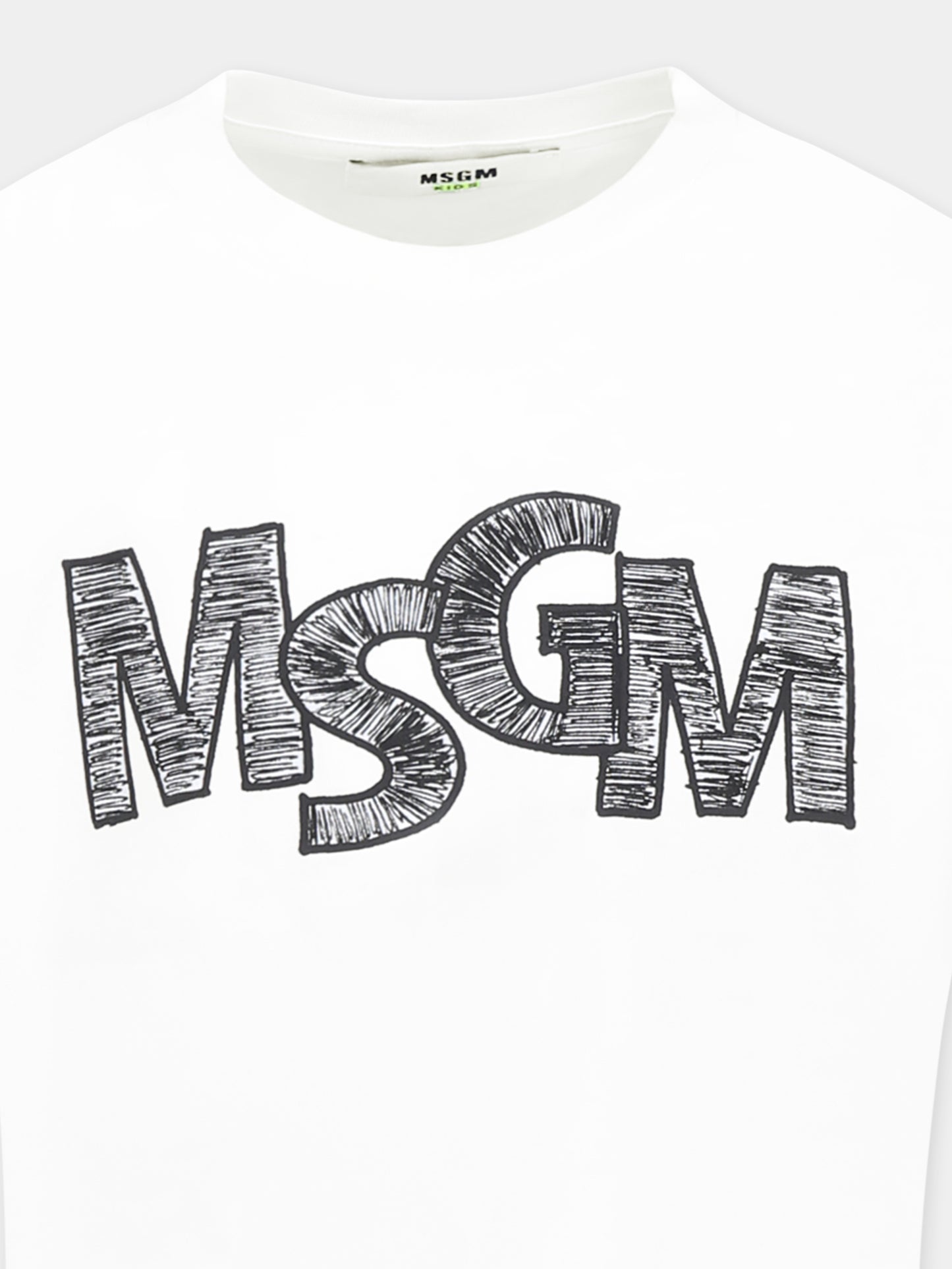 T-shirt bianca per bambino con logo,Msgm Kids,S5MSJBTH274 001