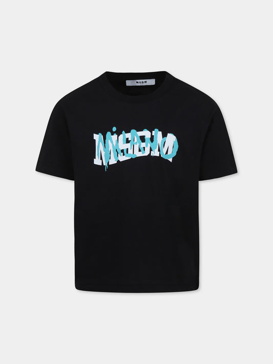 Black t-shirt for boy with logo
