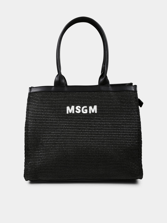 Borsa nera per bambina con logo,Msgm Kids,S5MSJGBA188 110