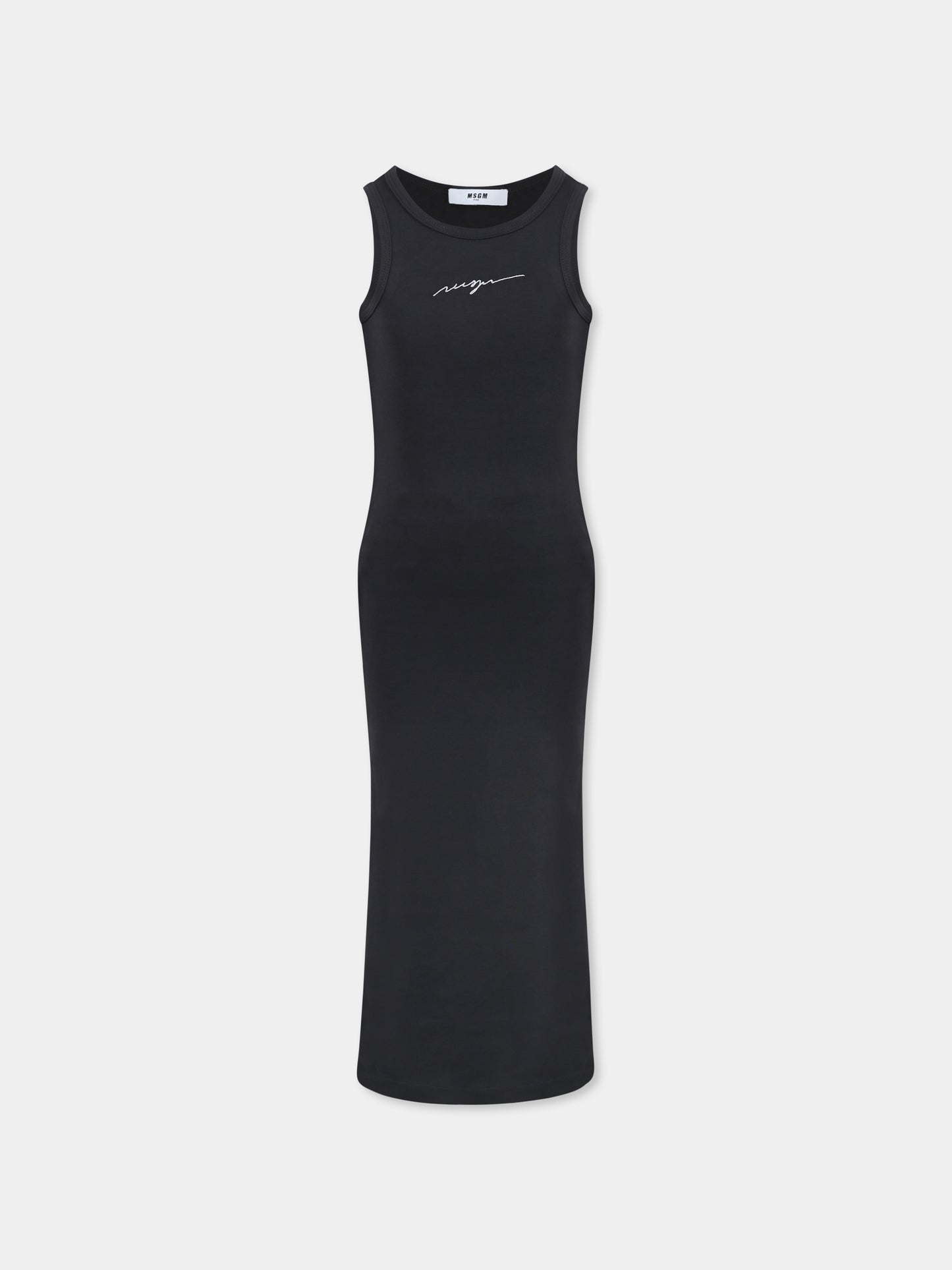 Vestito nero per bambina con logo,Msgm Kids,S5MSJGDR076 110