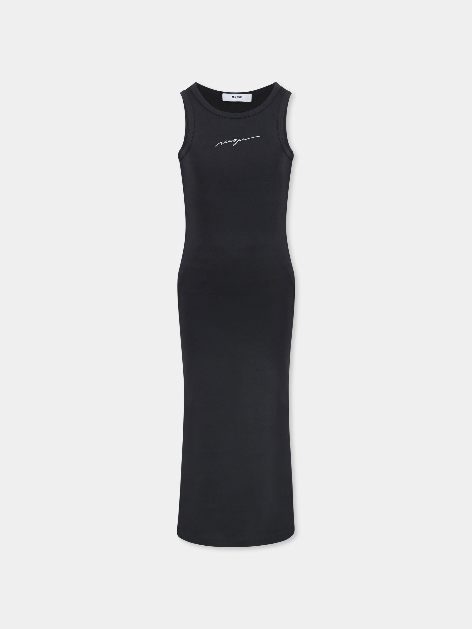 Vestito nero per bambina con logo,Msgm Kids,S5MSJGDR076 110