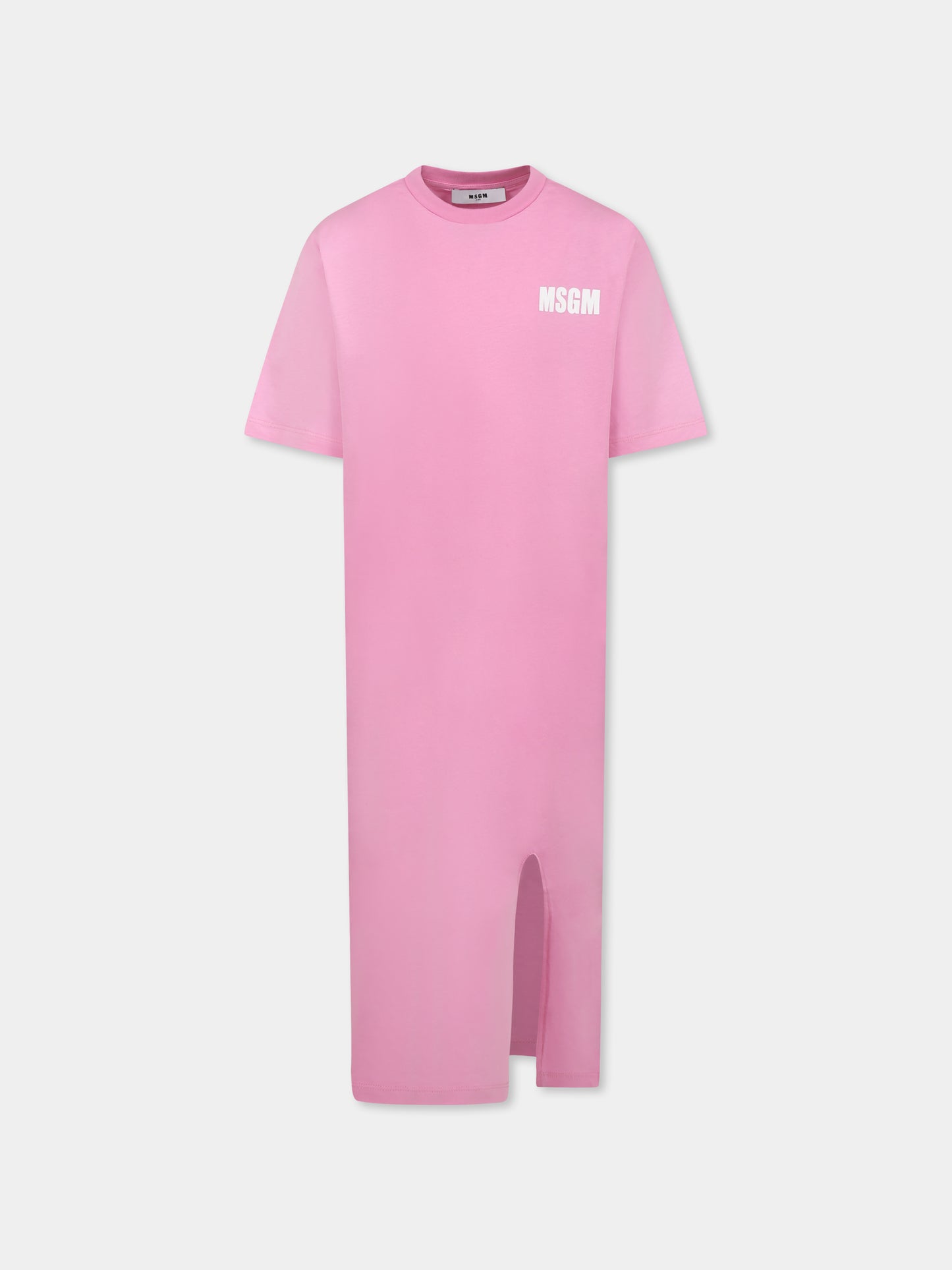 Pink dress for girl with logo