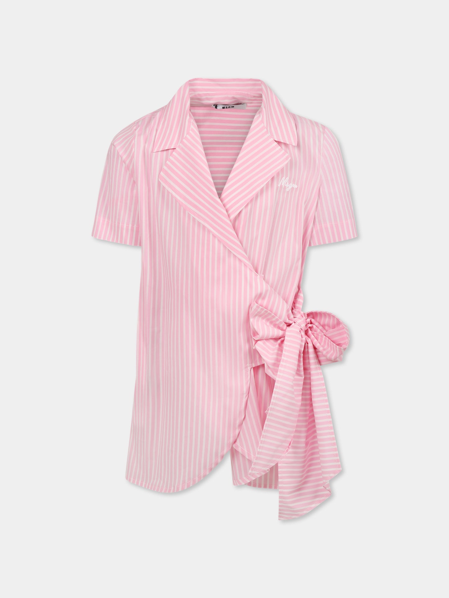 Pink dress for girl with logo