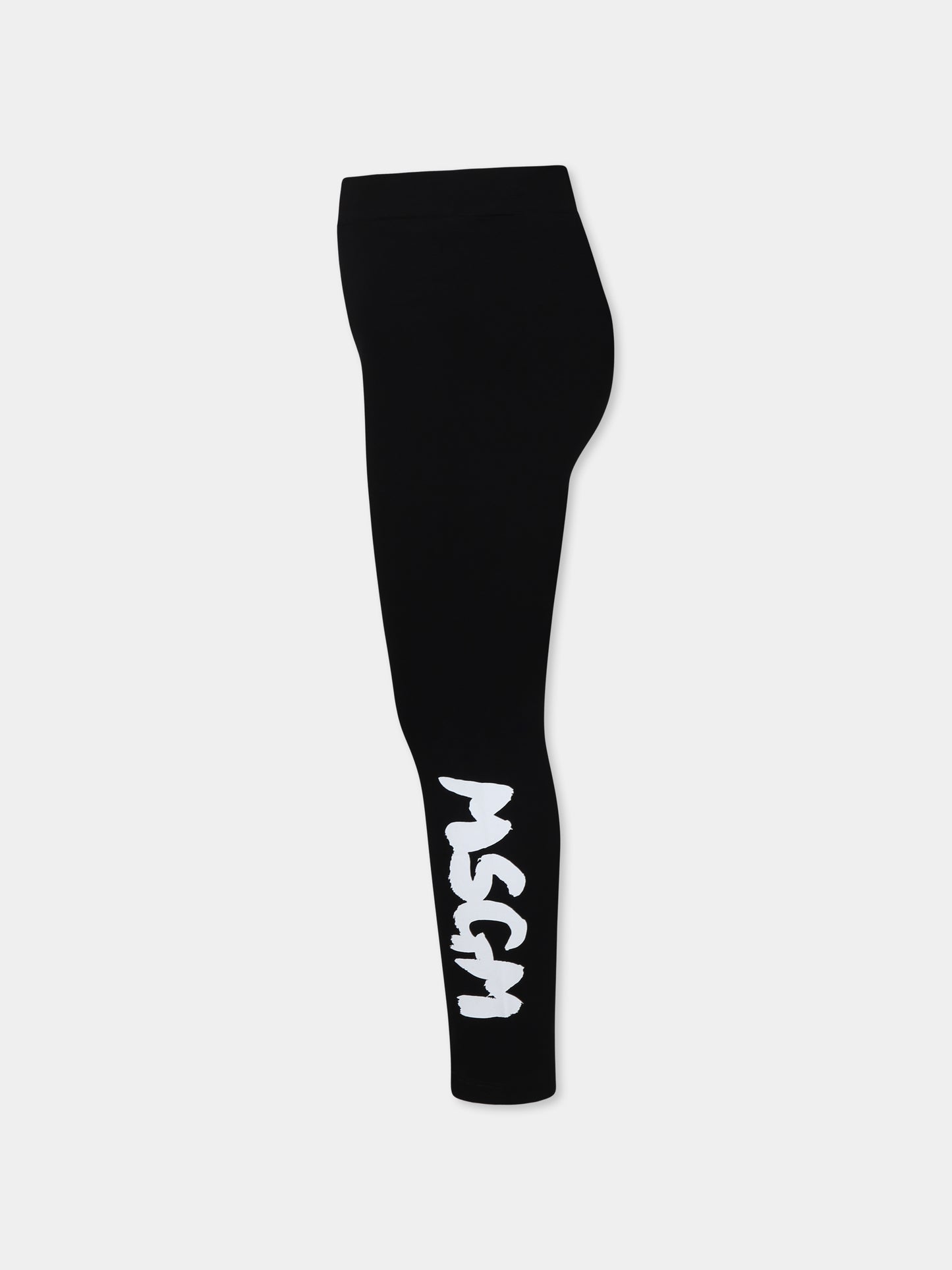 Leggings neri per bambina con logo,Msgm Kids,S5MSJGLG078 110