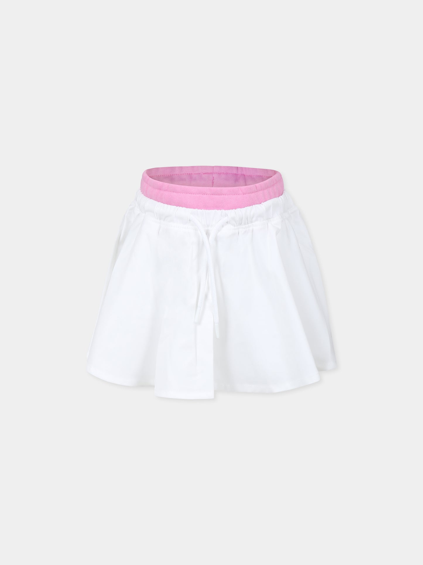 Gonna bianca per bambina con logo,Msgm Kids,S5MSJGST264 001