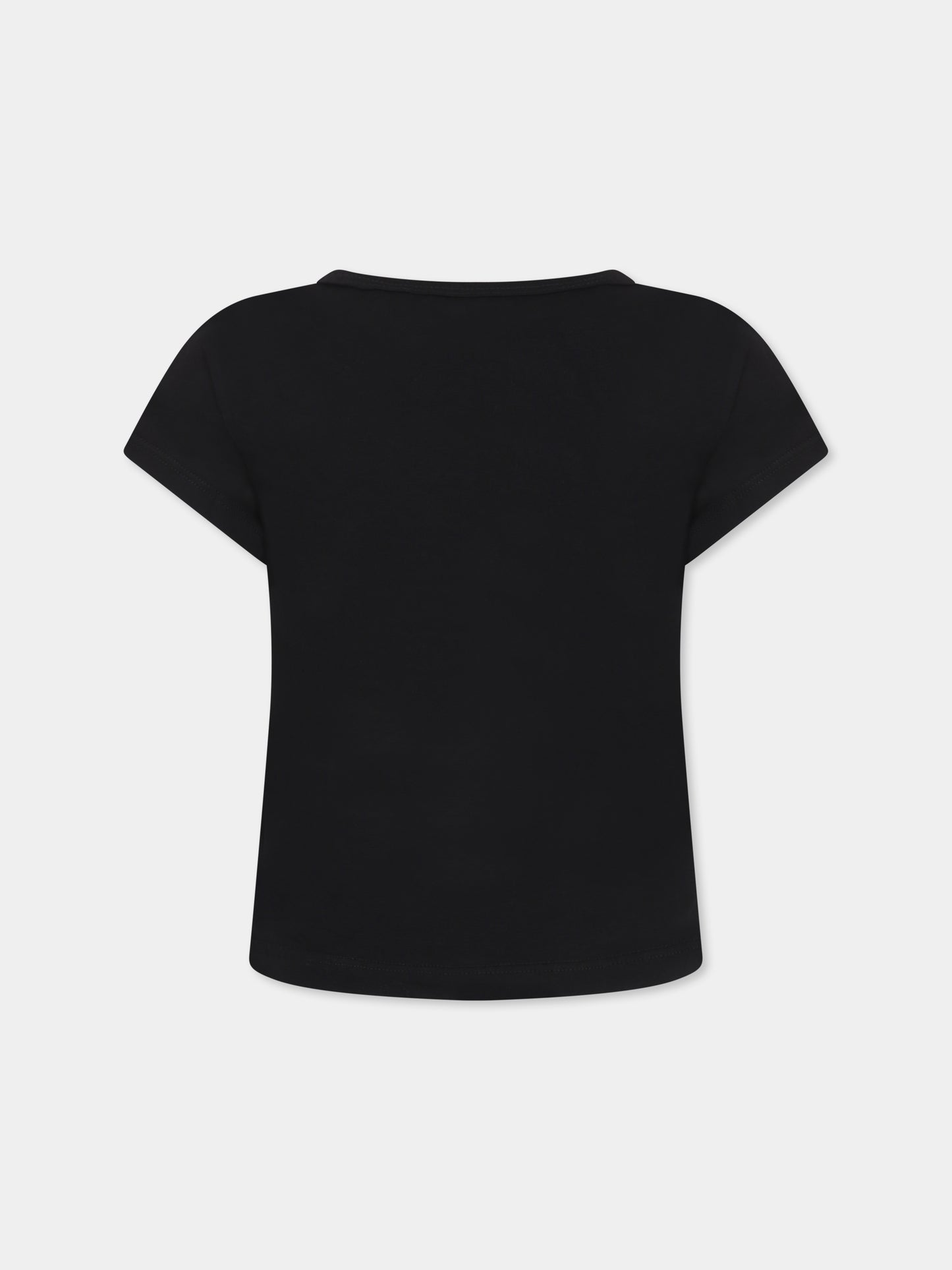 T-shirt nera per bambina con logo,Msgm Kids,S5MSJGTH081 110