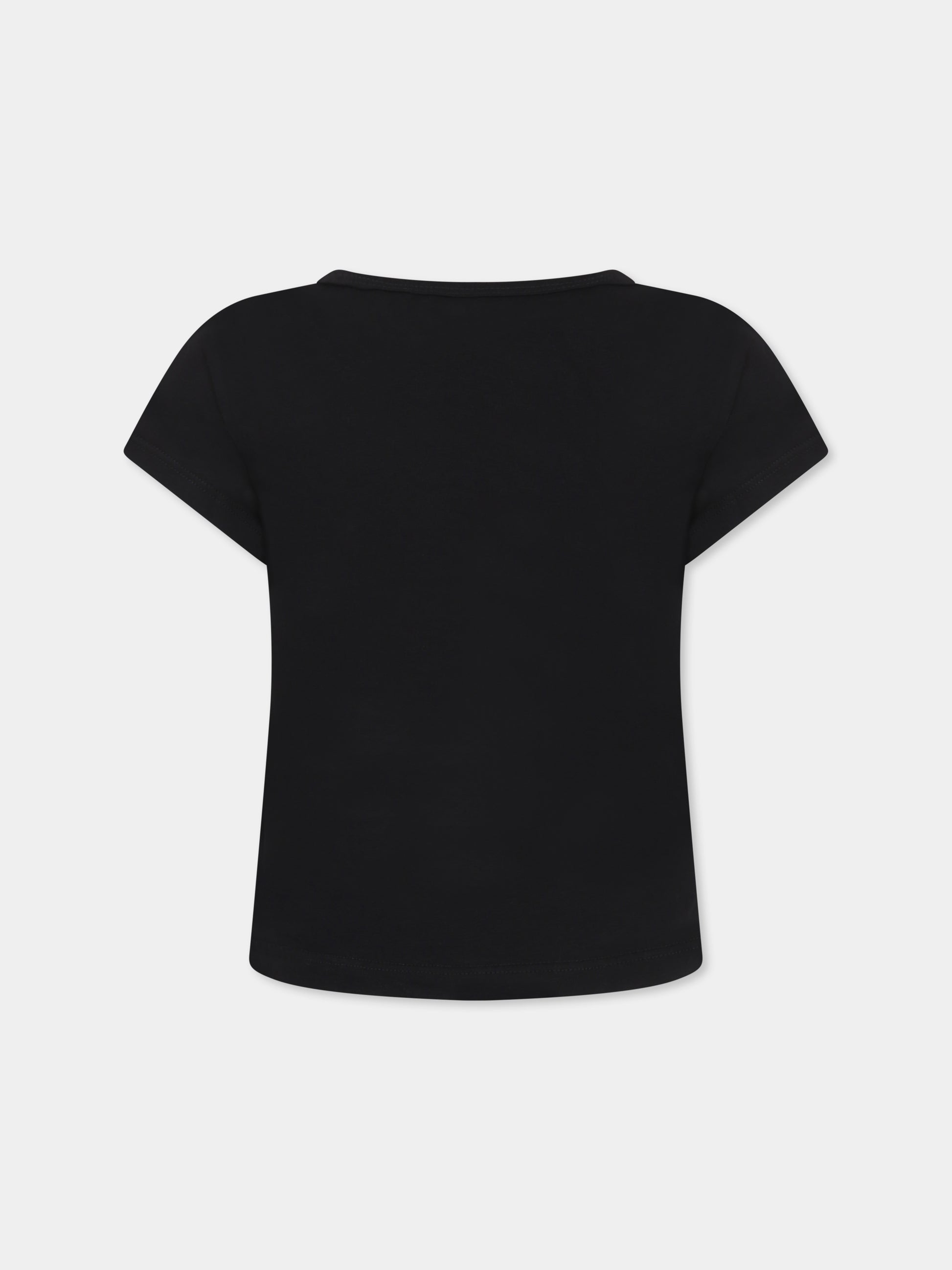 T-shirt nera per bambina con logo,Msgm Kids,S5MSJGTH081 110