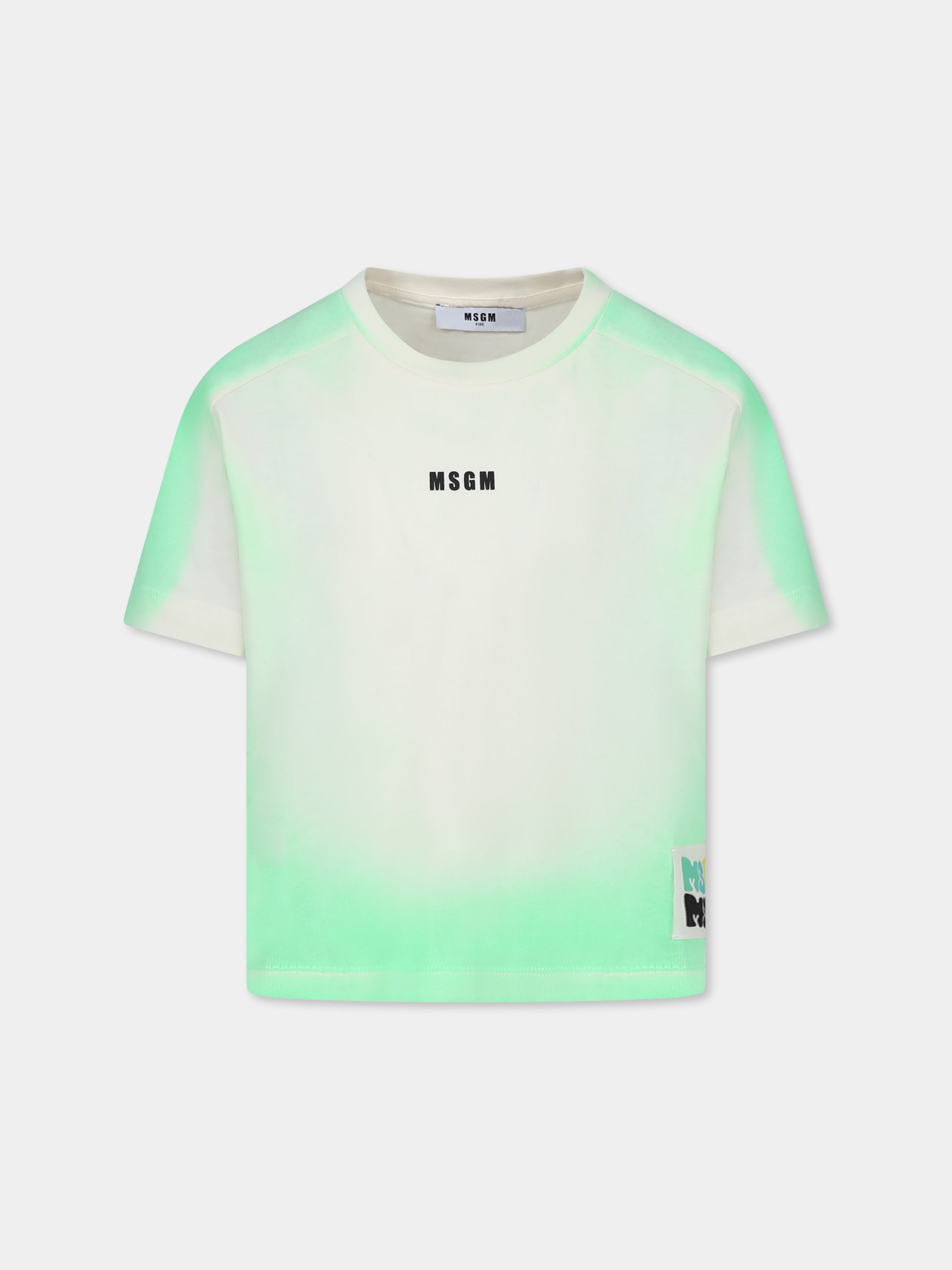 T-shirt verde per bambina con logo,Msgm Kids,S5MSJGTH304 MS006