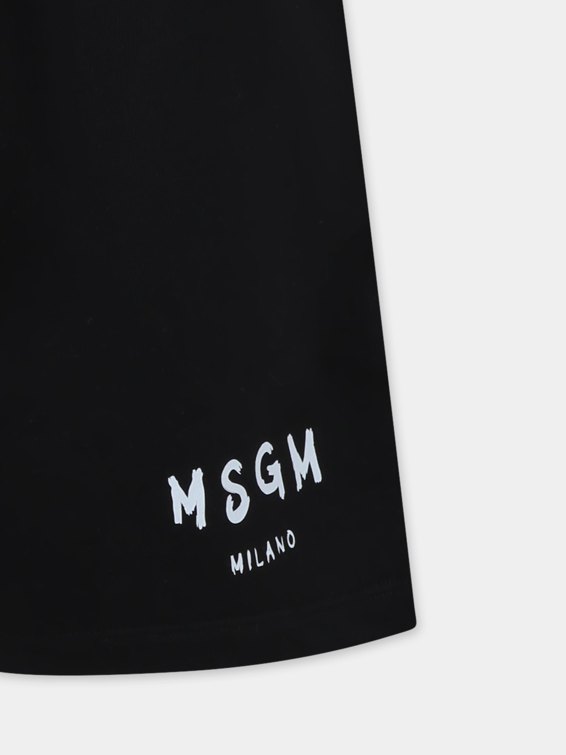 Shorts neri per bambini con logo,Msgm Kids,S5MSJUBE070 110