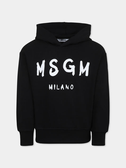 Felpa nera per bambini con logo,Msgm Kids,S5MSJUHS055 110