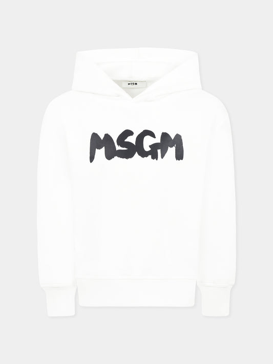 Felpa bianca per bambini con logo,Msgm Kids,S5MSJUHS057 001