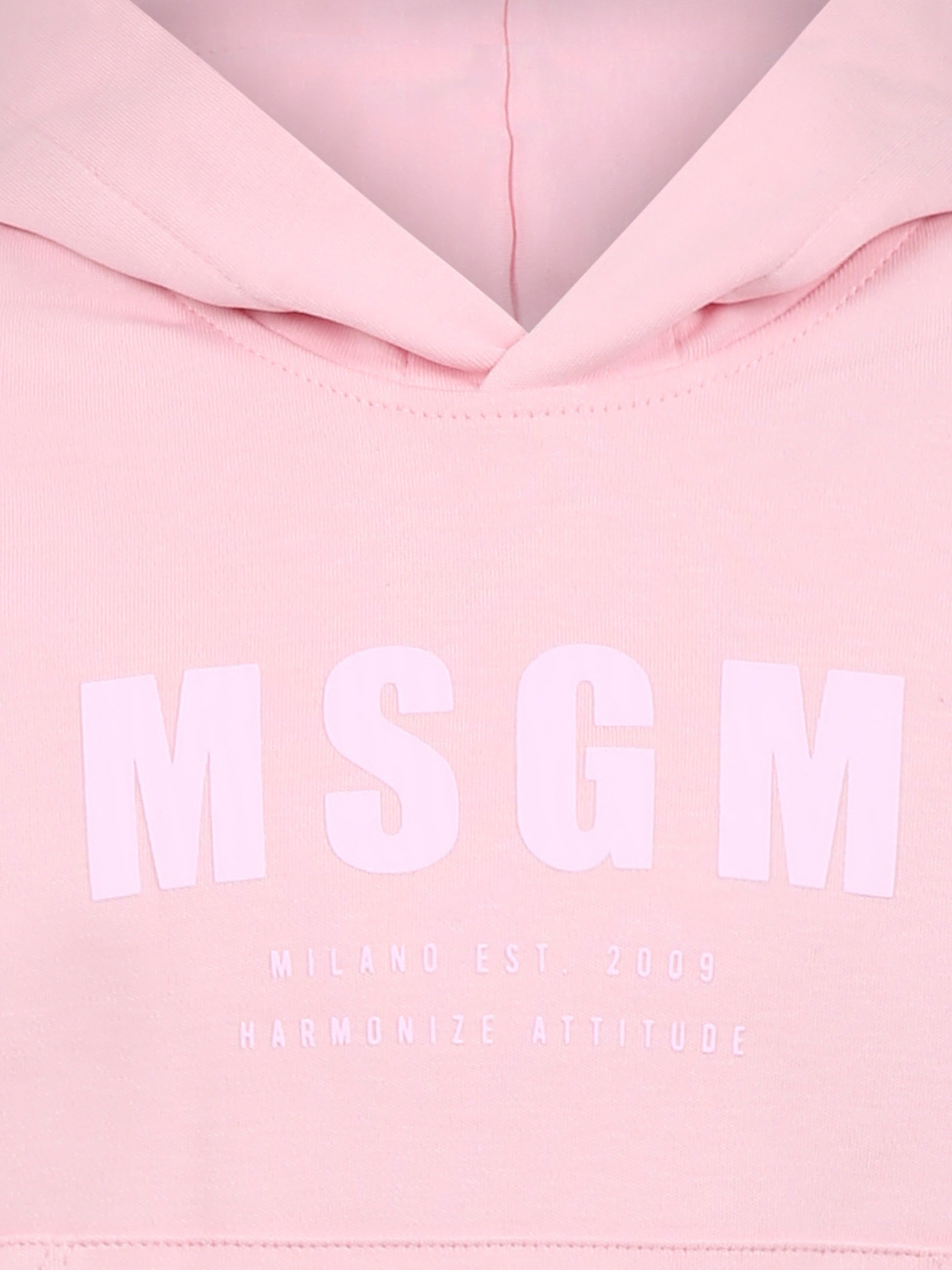 Felpa rosa per bambina con logo,Msgm Kids,S5MSJUHS166 MS015