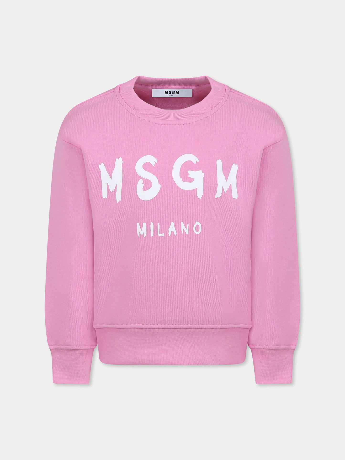 Pink sweatshirt for girl with logo