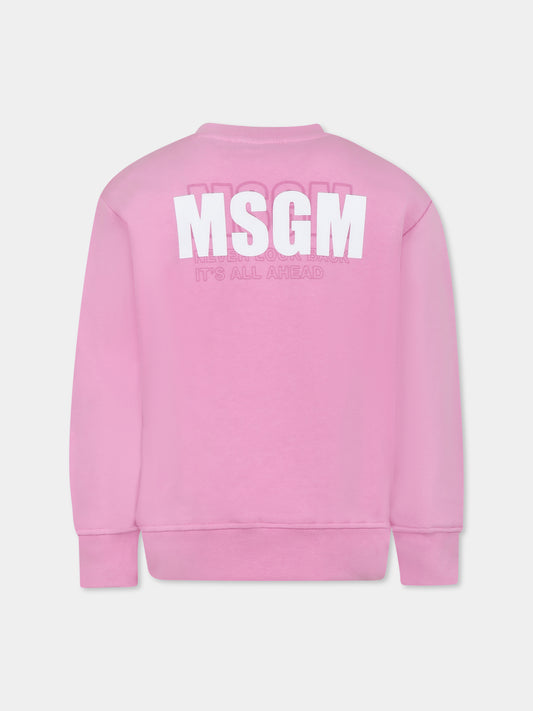 Pink sweatshirt for girl with logo