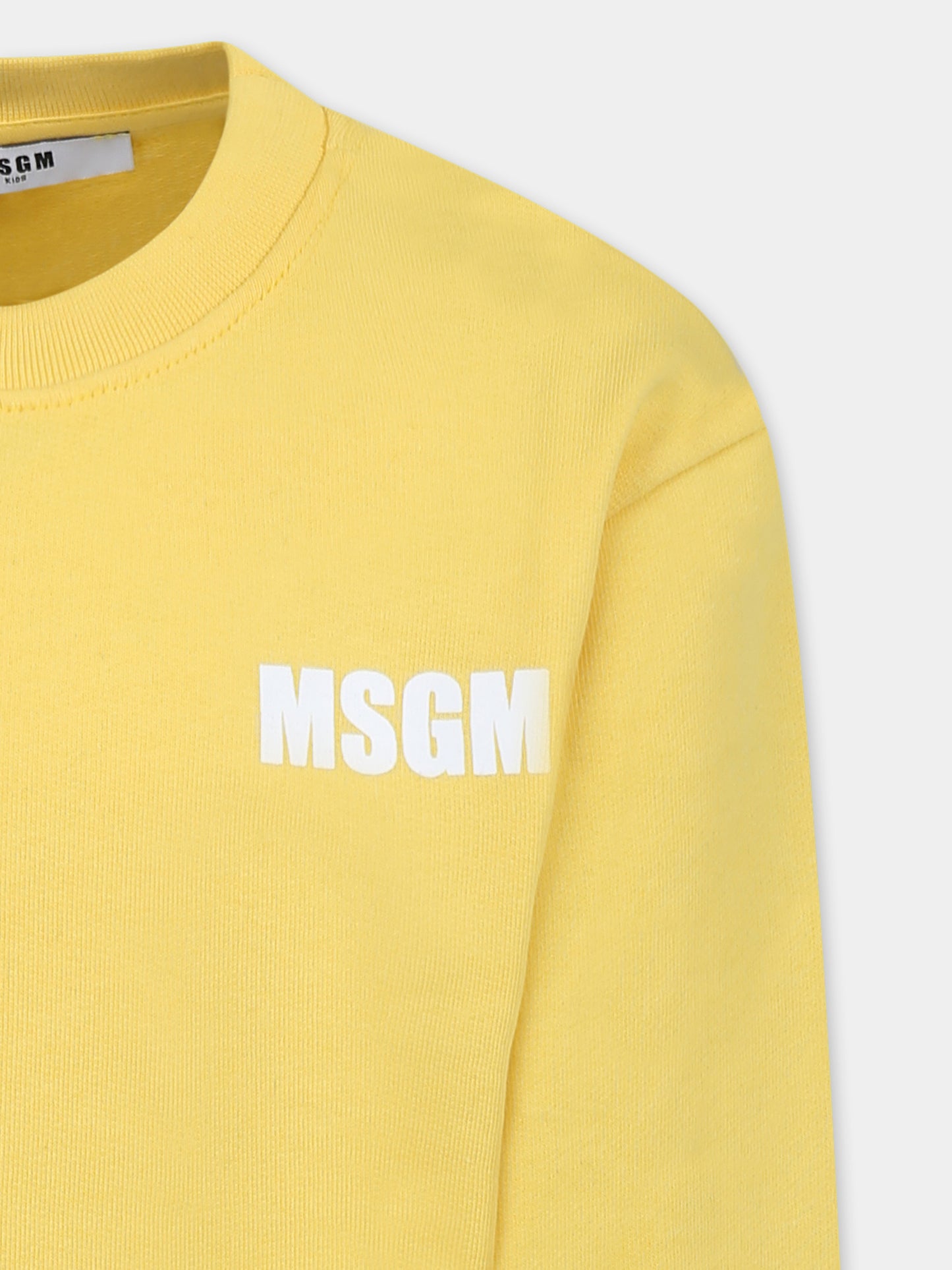 Felpa gialla per bambini con logo e scritta,Msgm Kids,S5MSJUSW054 MS009